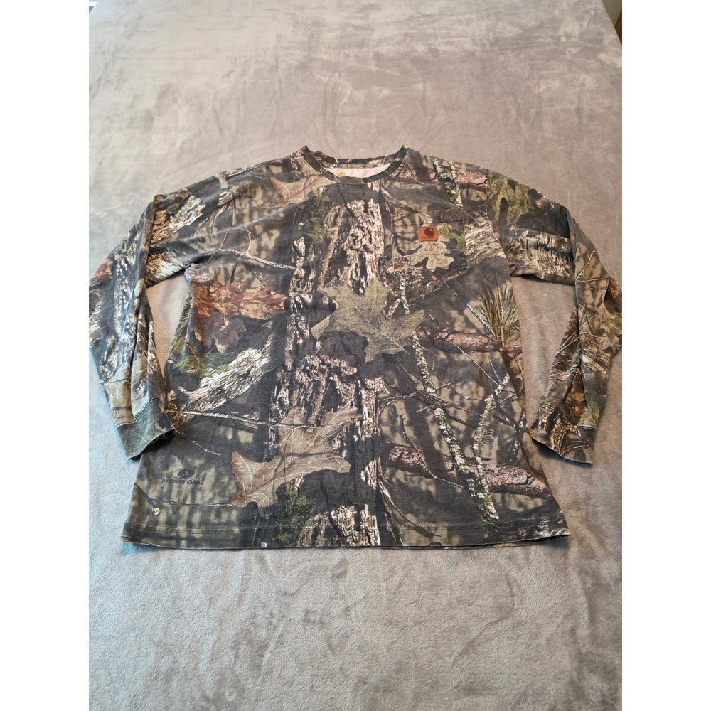 Carhartt Long Sleeve Shirt Mens Medium Camo Mossy Oak Pocket Graphic Tee